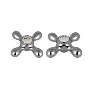 Kingston Brass Bathroom Cross Faucet Handle Hot & Cold Polished Nickel Brand New